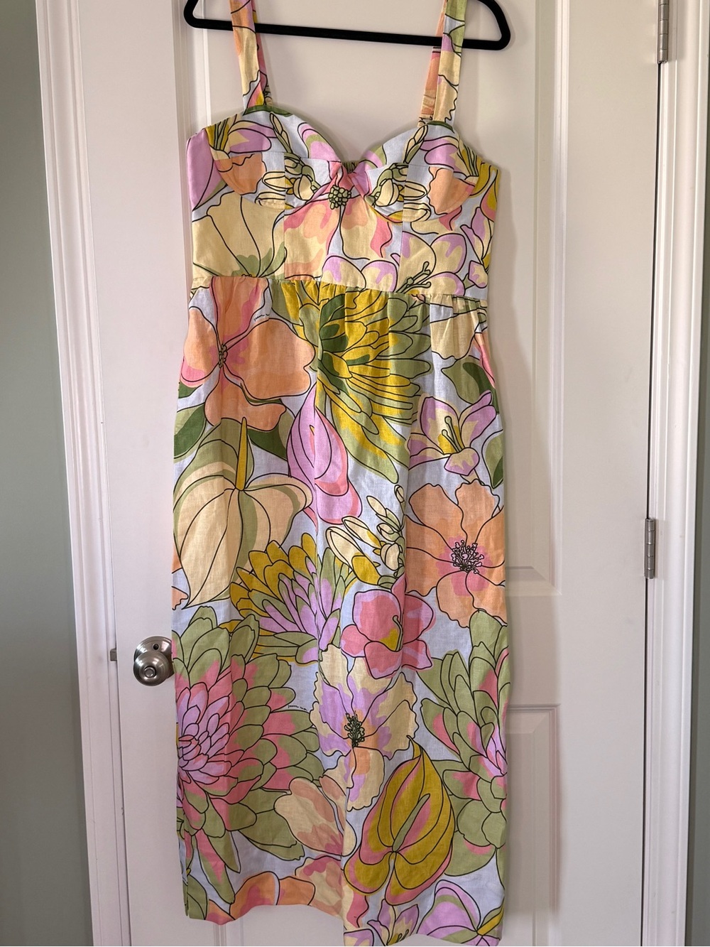 Farm Rio Spring Affair Blue/Orange Maxi Dress